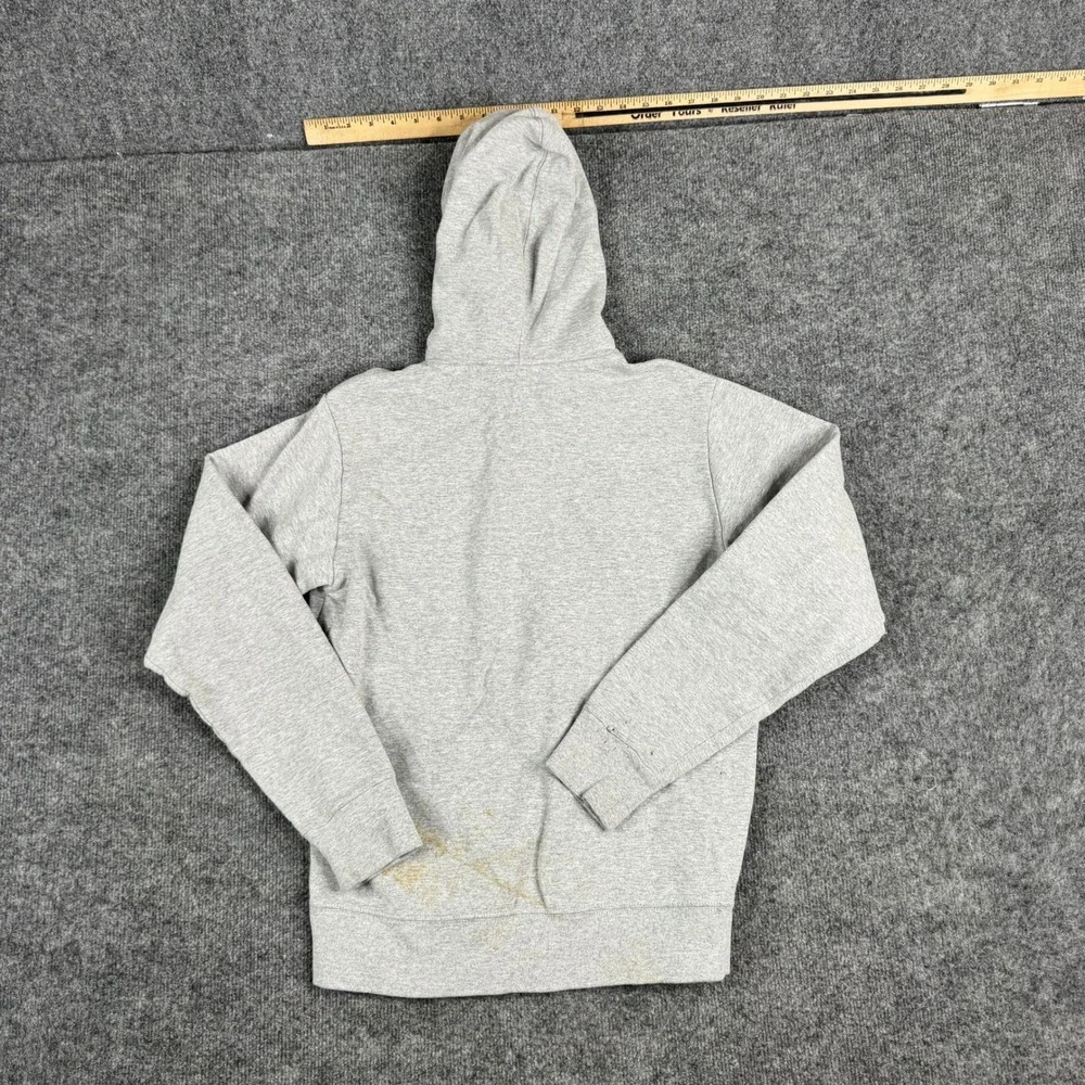 The North Face Hoodie Mens Size S Gray Graphic Logo Pullover Fleece Stained Fair